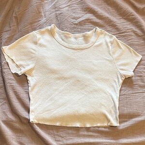 PacSun Cream Ribbed Crop Top